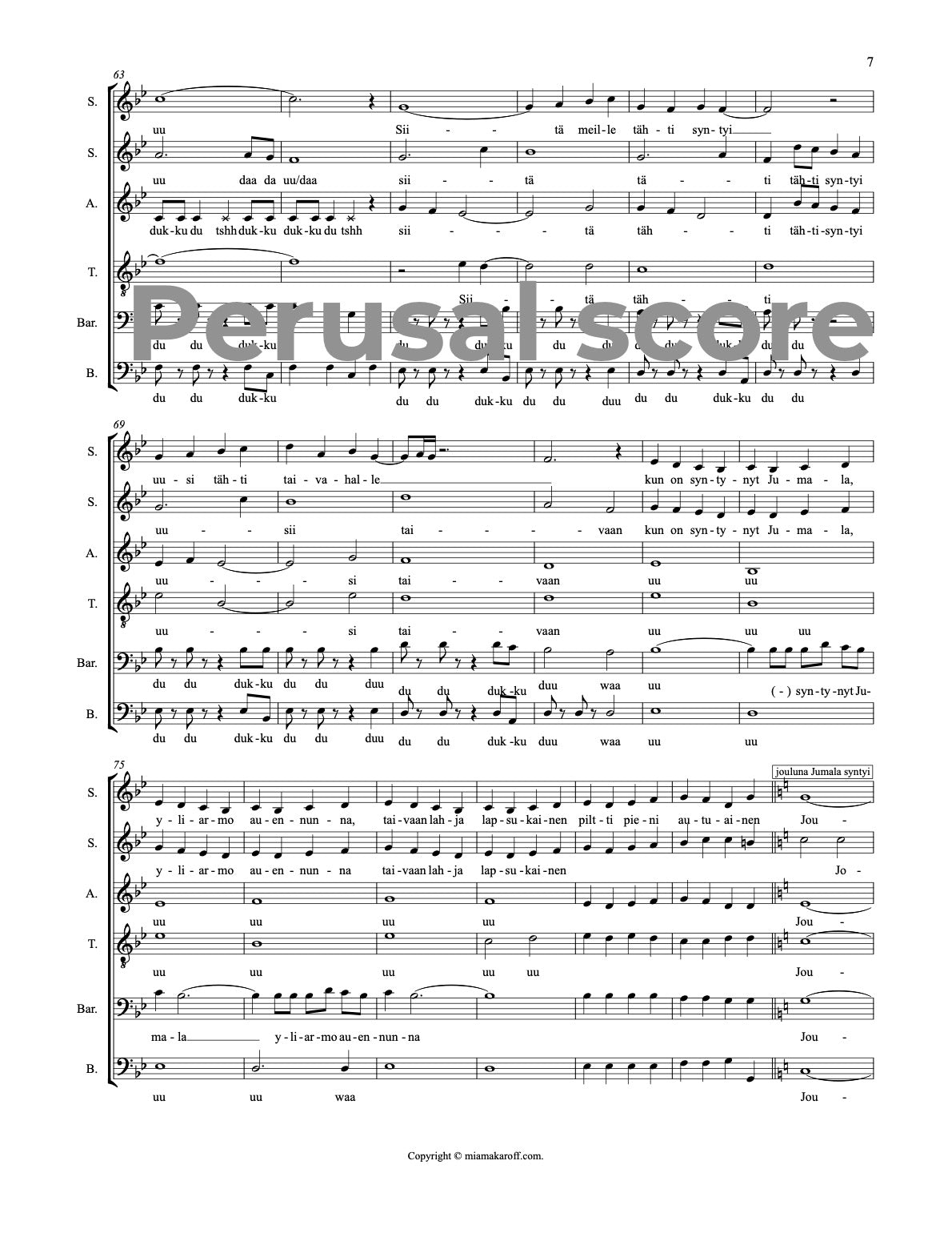 Ketun joululaulu SSATBB