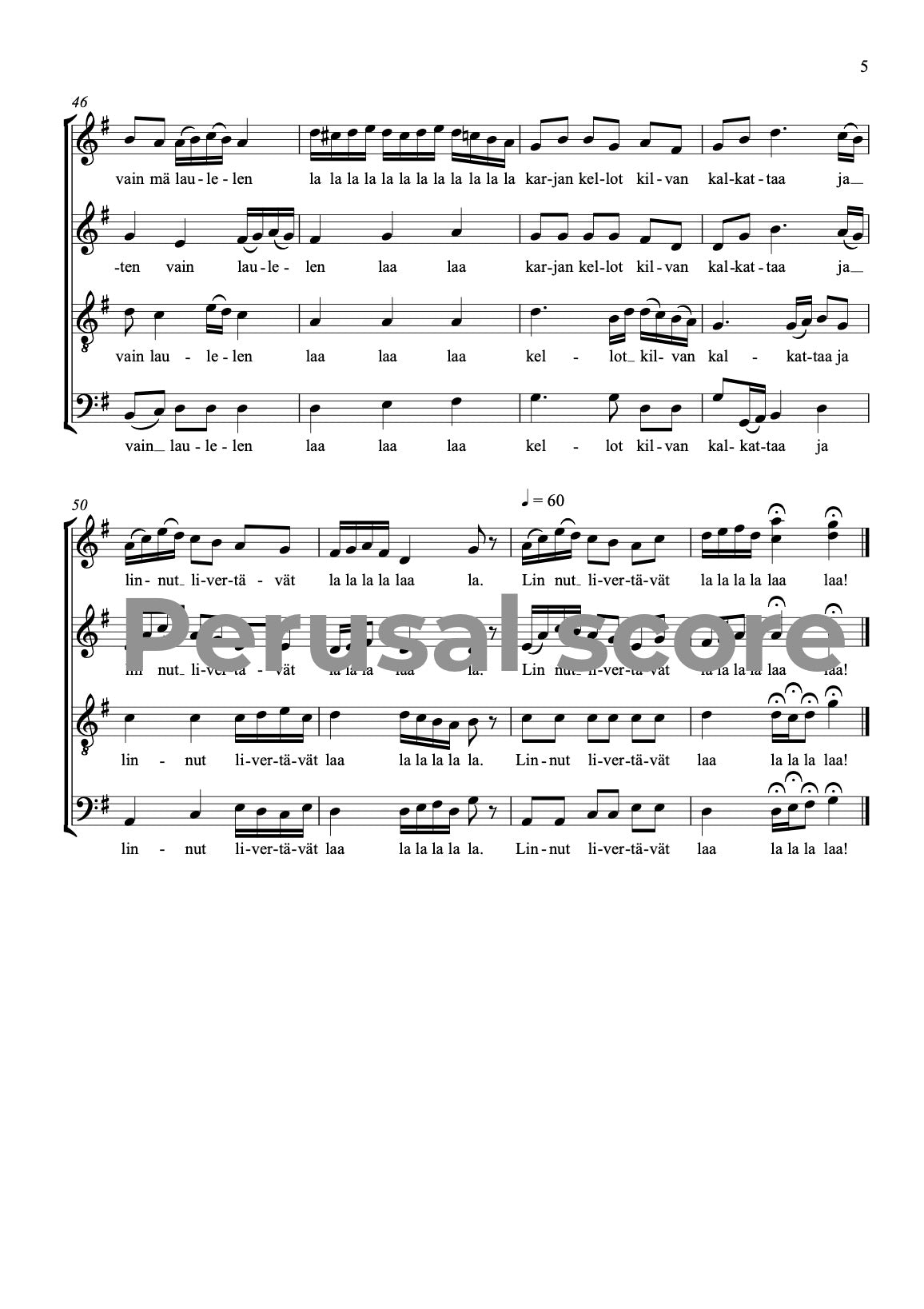 Metsän puita tuuli tuudittaa SATB