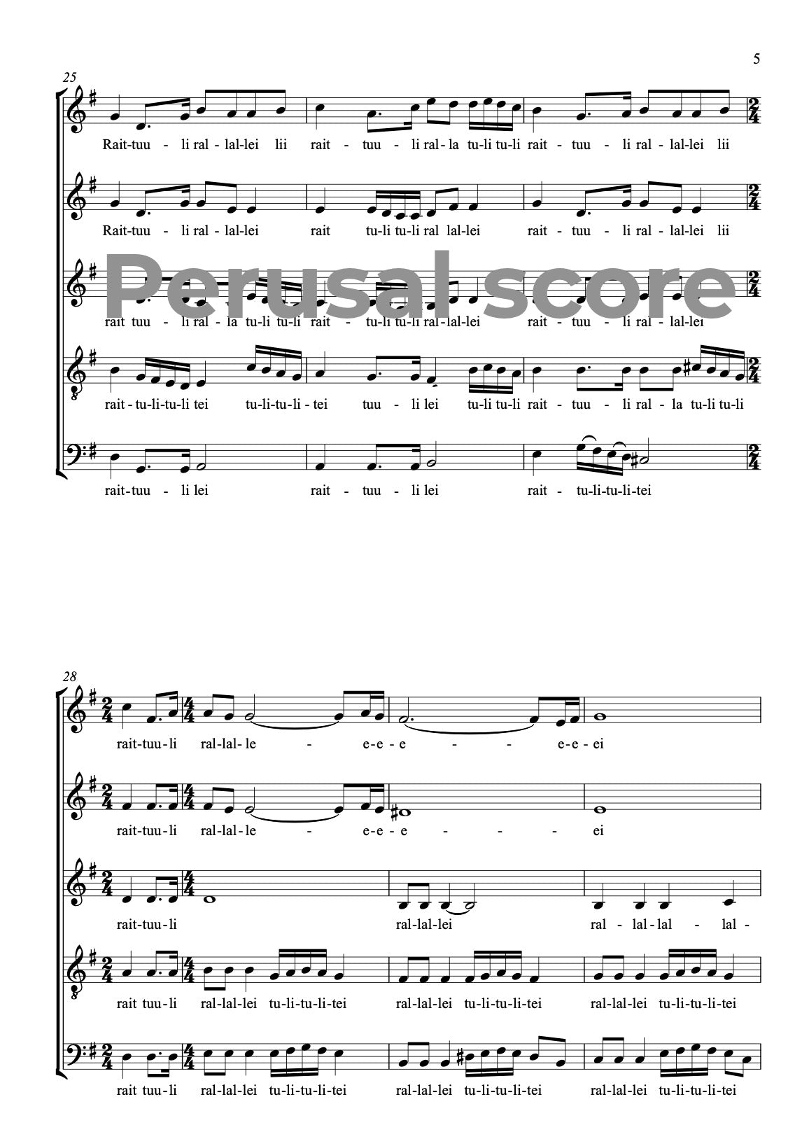 Raittuuli Rallallei SATB