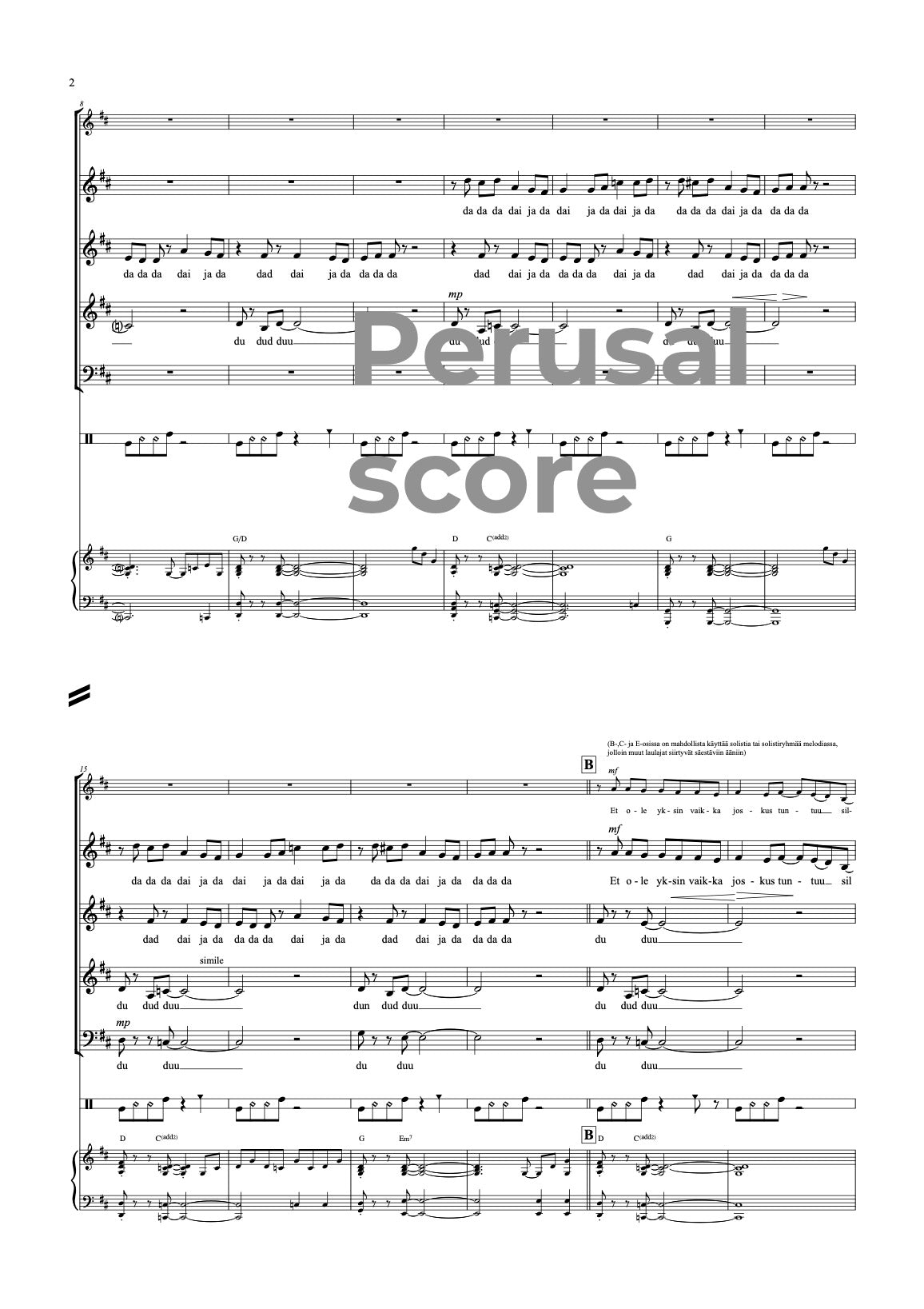 Et ole yksin SATB / S