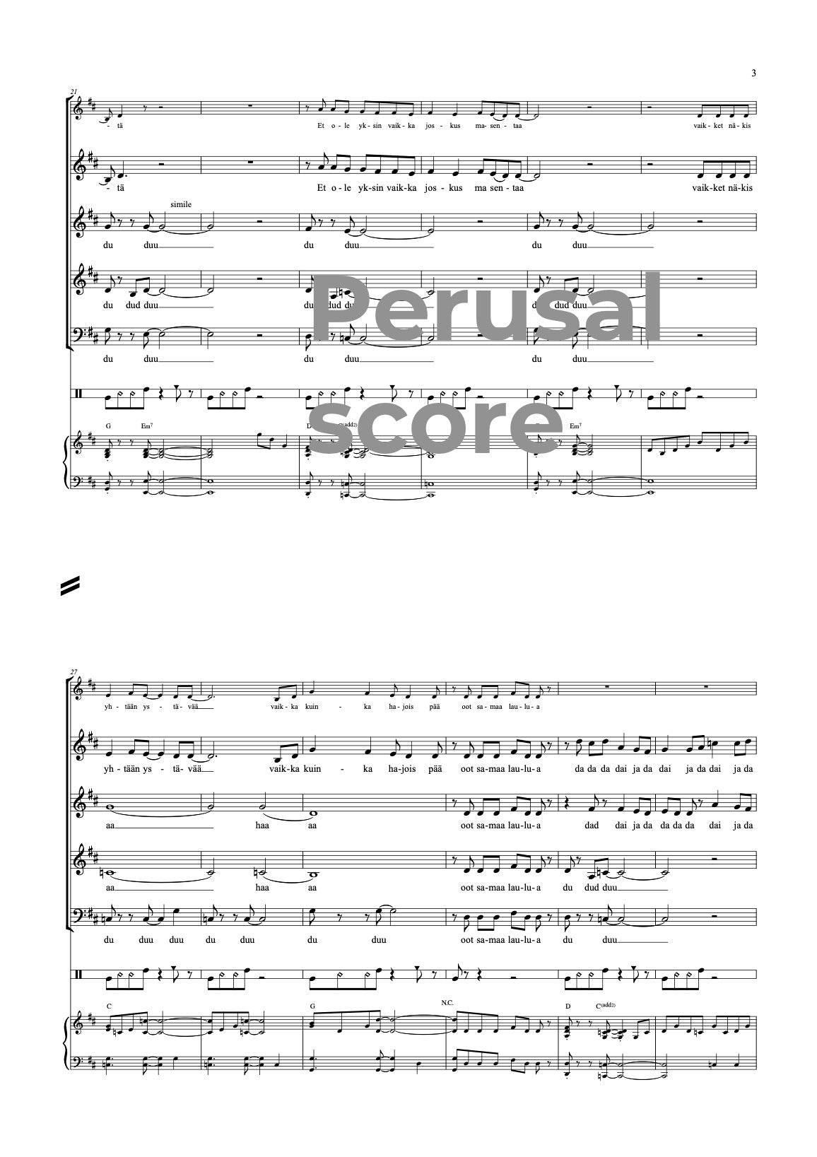 Et ole yksin SATB / S