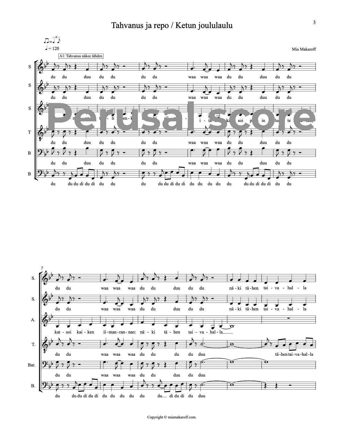 Ketun joululaulu SSATBB