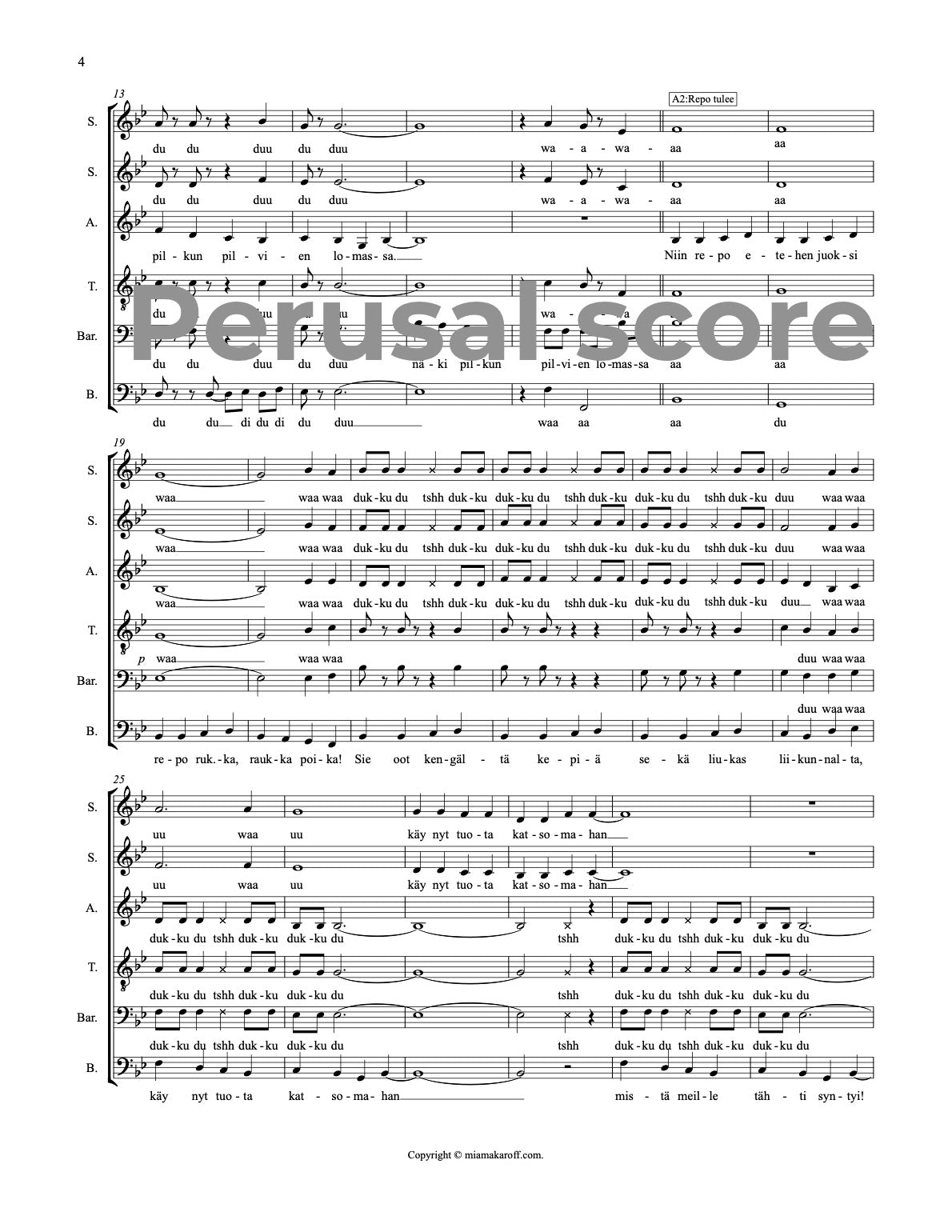 Ketun joululaulu SSATBB