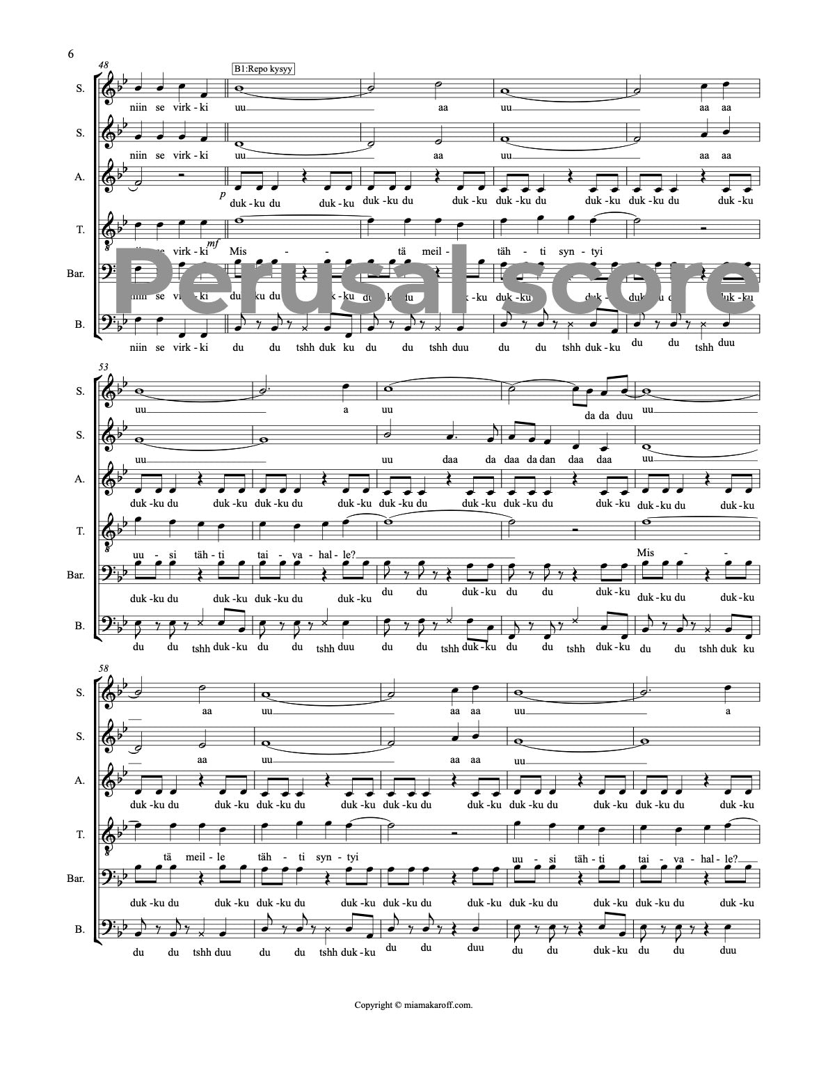 Ketun joululaulu SSATBB