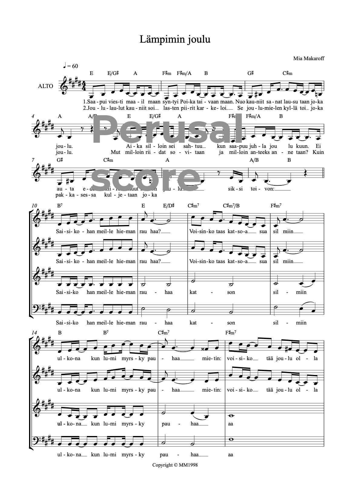 Lämpimin joulu SATB