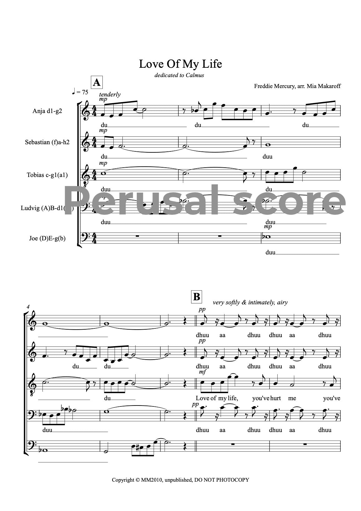 Love Of My Life SATBB