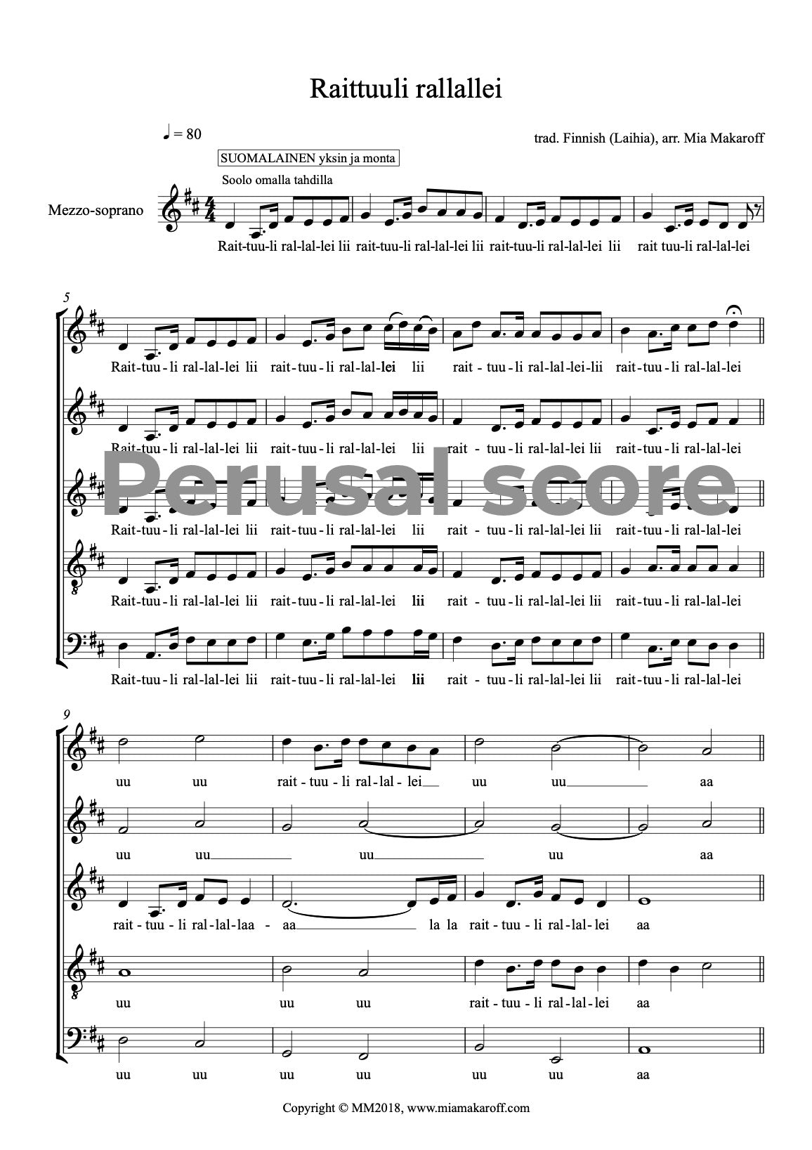 Raittuuli Rallallei SATB