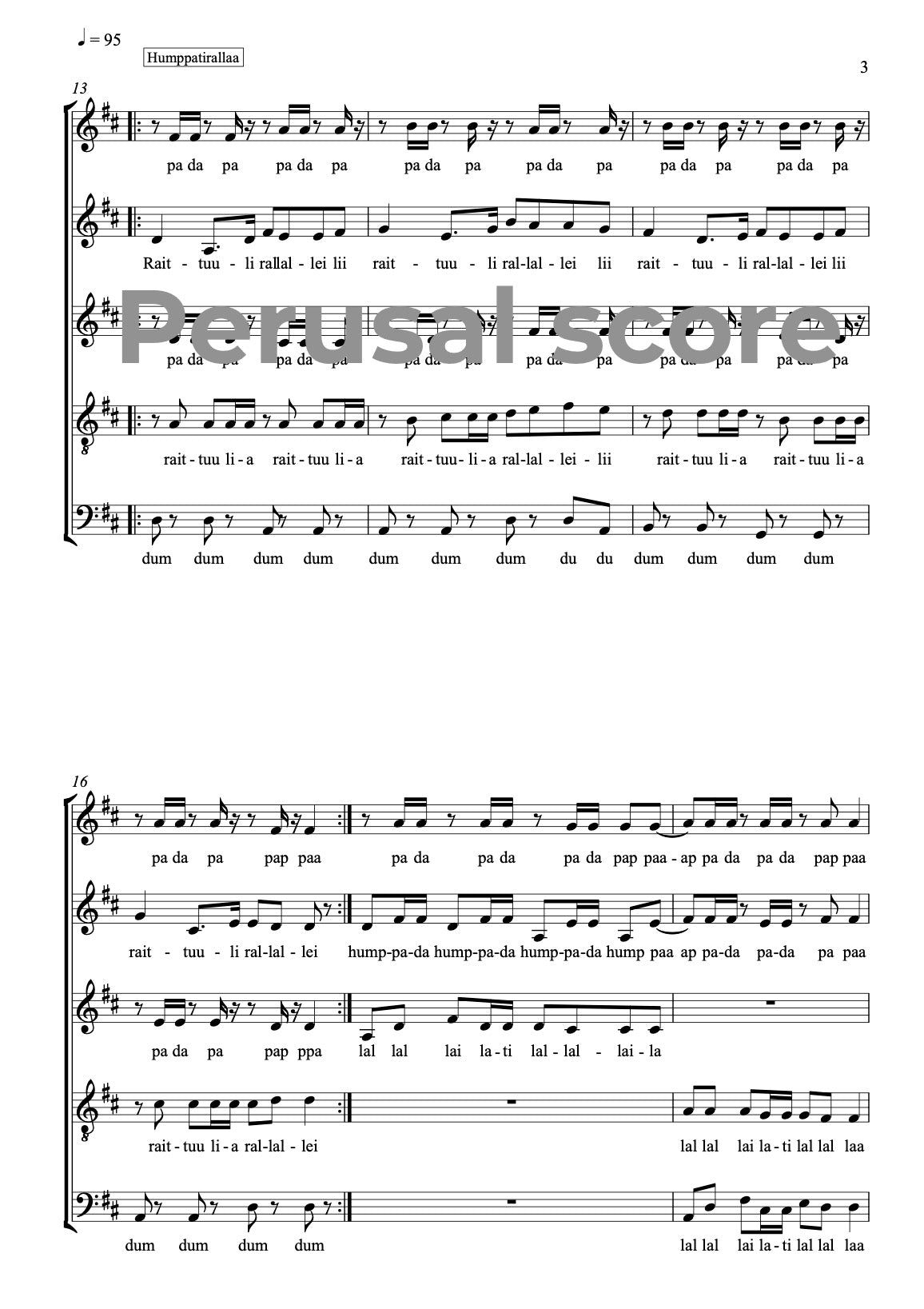 Raittuuli Rallallei SATB