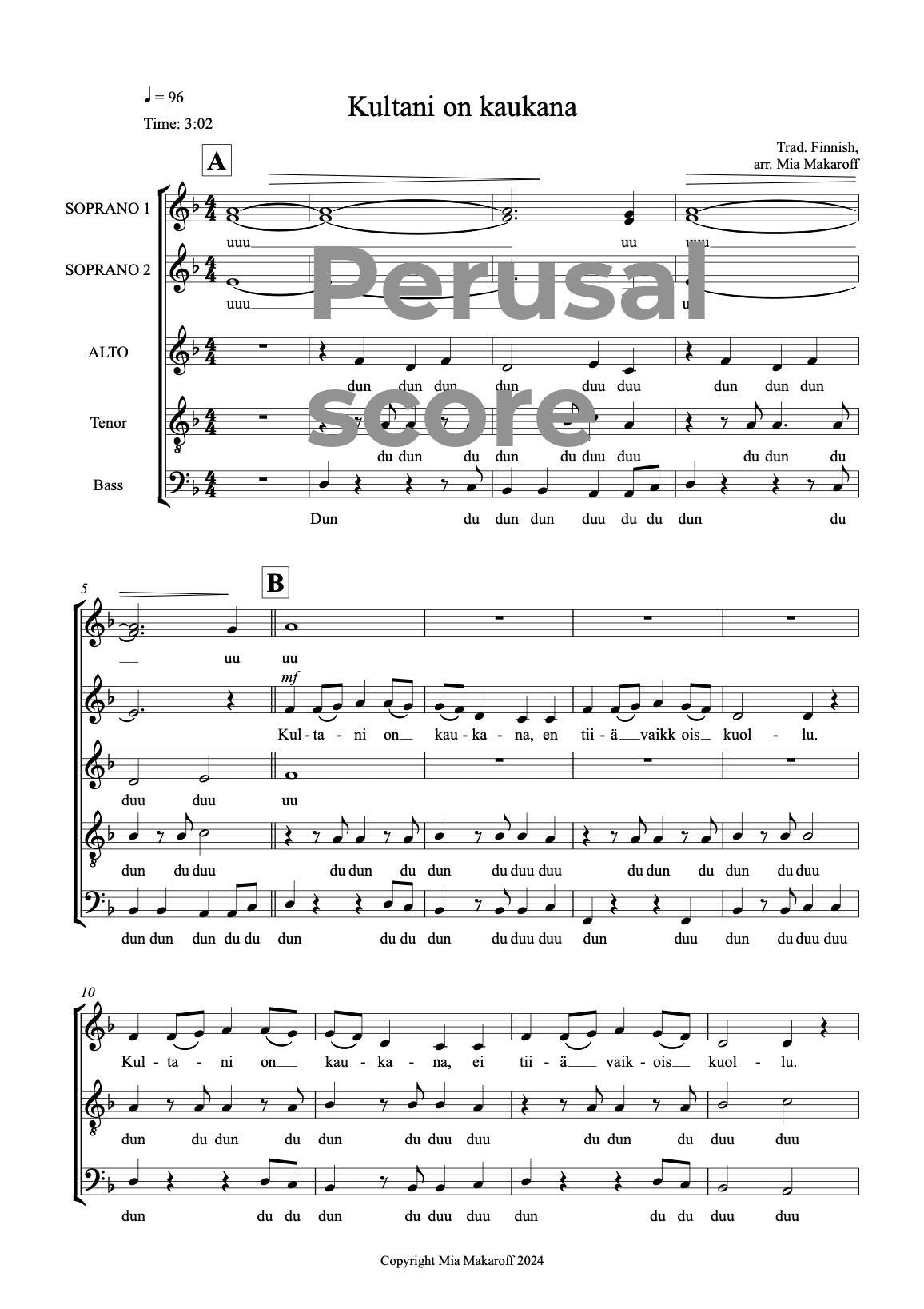 Kultani on kaukana SATB